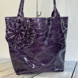 Purple Flower Double Handle Tote Bag